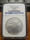 2007-W (Burnished) Silver American Eagle MS-70