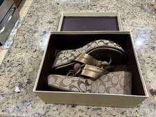 Coach Signature Monogram Wedge Sandals