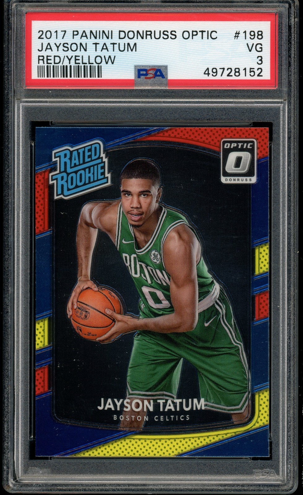 Jayson Tatum Panini 2017-18 Donruss Optic Rookie Red Yellow #198 PSA 3 SMOKED