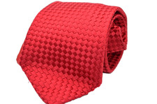 VALENTINO 100 Silk Tie Made in Italy Red Check Pattern