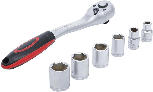 "Diy SteckschlüSselsatz 7-Tlg 3/8\" Sechskant 72-Zahn-Ratsche Knarre Knarren Set"-image