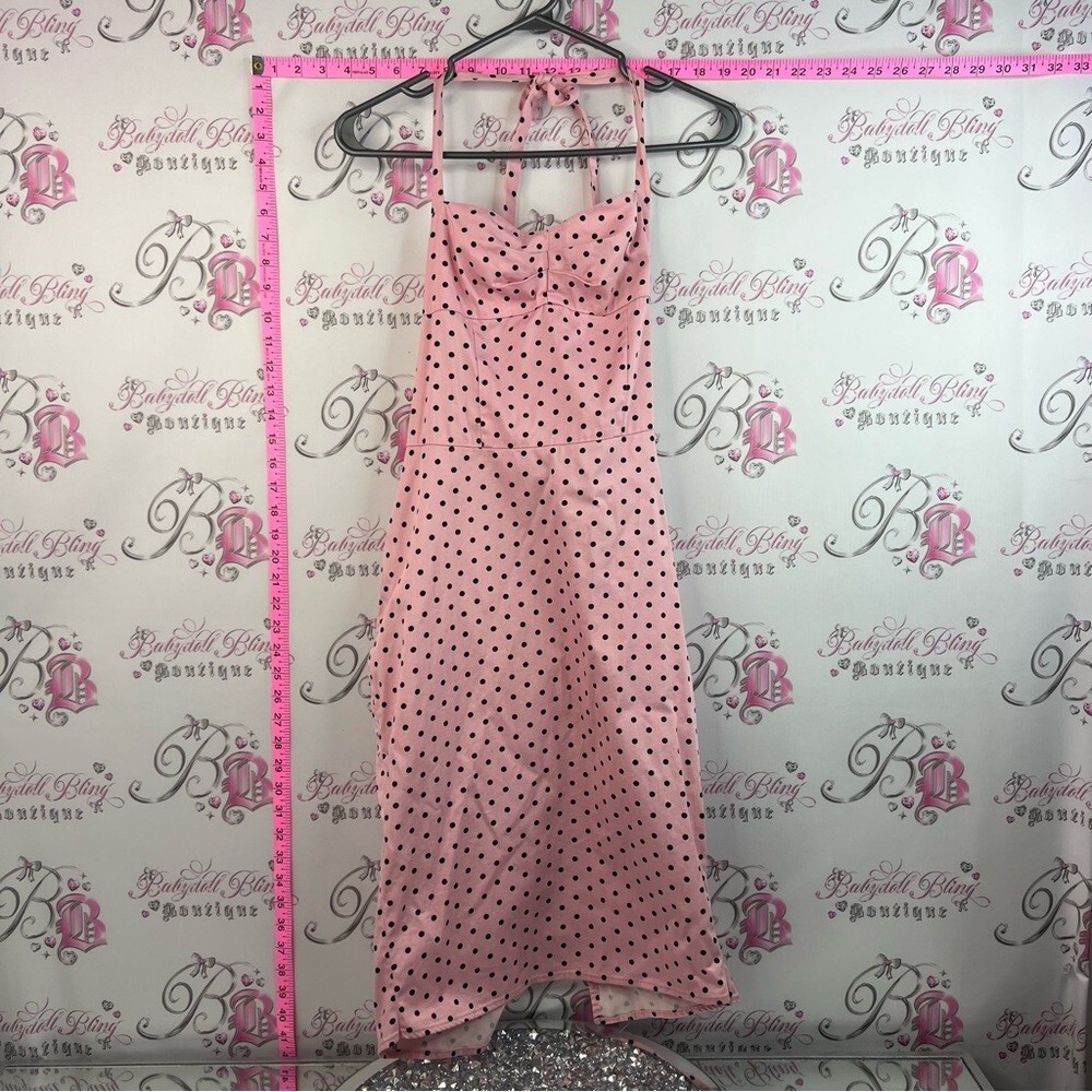 Mariposa Pink Halted Polka Dot Pinup Dress A-line Fit | eBay