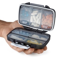 Travel Pill Organizer - Moisture Proof Portable Vitamin Holder with 7 Compart...