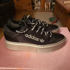  Adidas Super Sleek platform Trainers black /silver womens uk size 5.5 vgc 