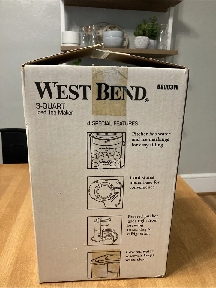 NUEVO West Bend 3 cuartos grande tetera helada 68003 jarra con tapa amarilla EE. UU. Foto 4 de 4