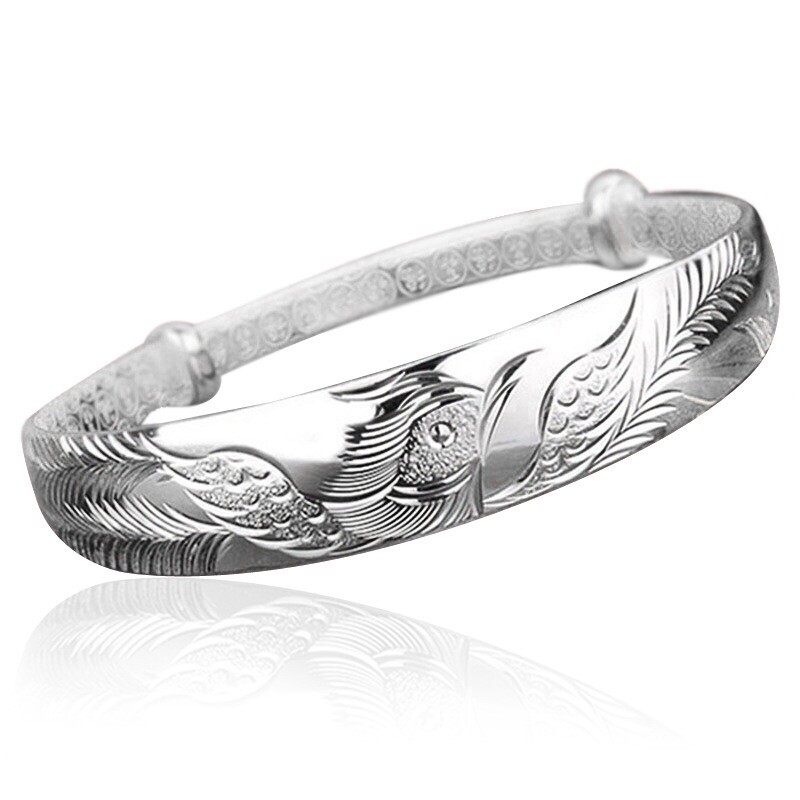 Vintage Handmade 925 Sterling Silver Phoenix Bracelet Hand Bangle