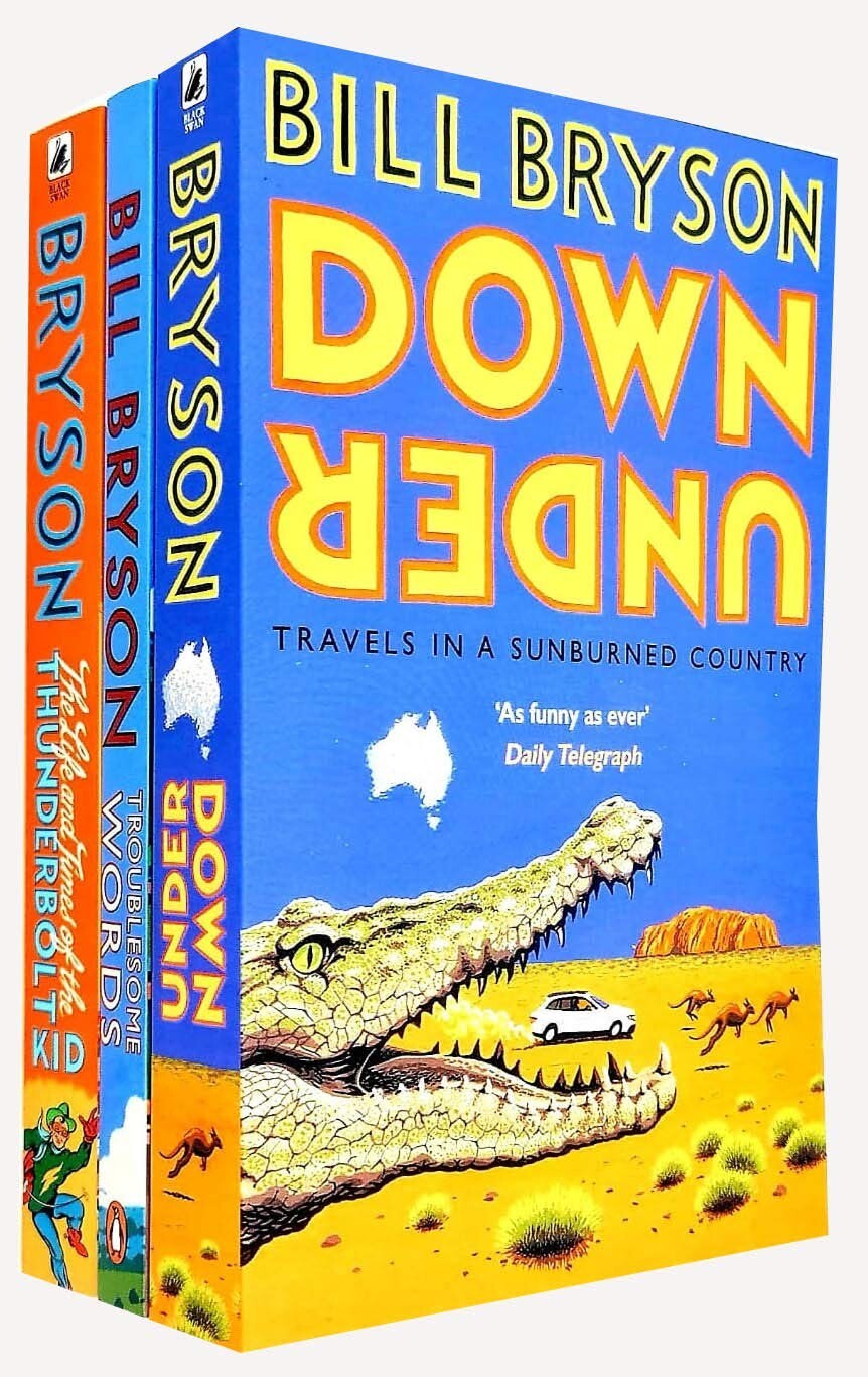 Bill Bryson Series Collection 1 : 3 Books Set Down Under, Troublesome Words,Life