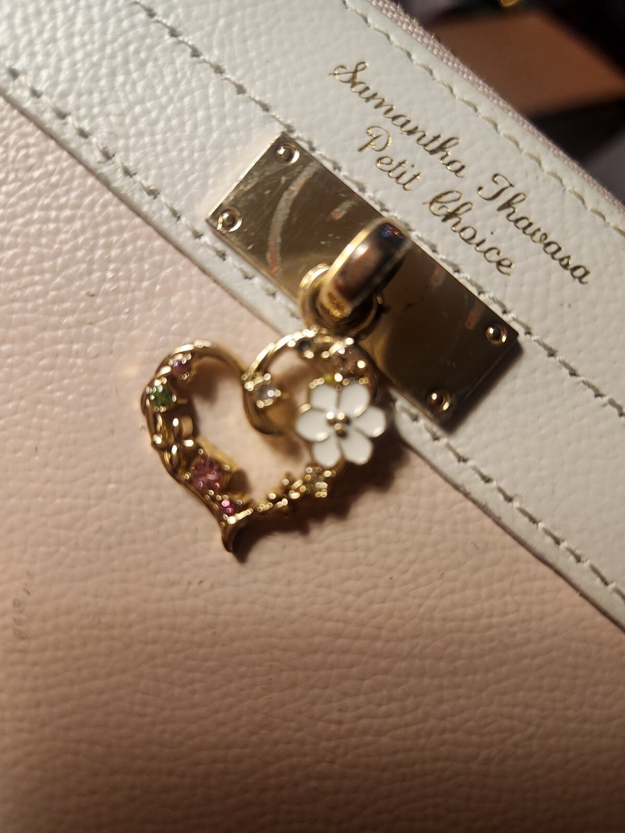 Samantha Thavasa Petit Choice White & Pink Leather Long Wallet Zip 