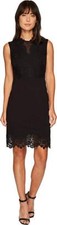 Vince Camuto Womens Sleeveless Ponte Dress w/ Lace Trim Rich Black  Sz 14