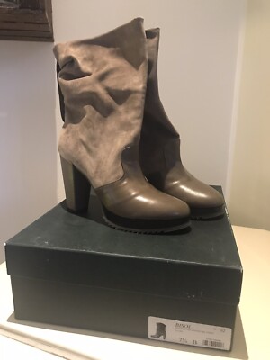 Stiefelette Premium Robert Clergerie Paris oliv Leder & Wildleder Gr. 7,5 NW 
