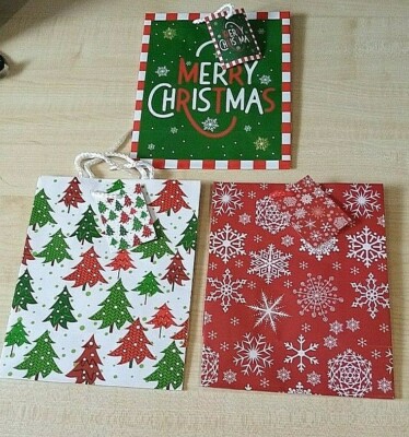 3 KEINE verschiedenen Design große Weihnachtstüten H32 x B26 x T10 CM UK Verkäufer,