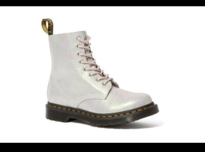 DR. MARTENS WOMENS 1460 CRACKED FOIL SZ 6 LACE BOOTS GOLD COLLECTION TIMB ACG YE