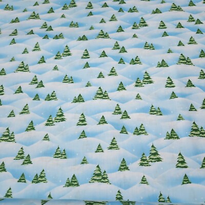 Just Chillin' BTY Emma Leach Quilting Treasures Trees Snowing Hills Blue