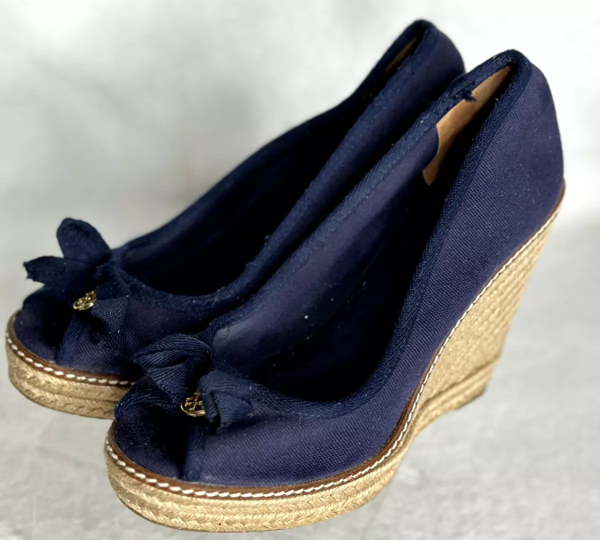 Tory burch navy best sale wedge