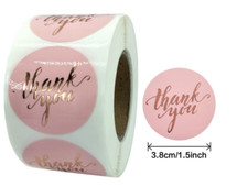 40 Thank You Stickers Pink Envelope Seals Label Stickers 1.5 Free Shipping