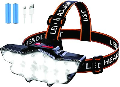 LEDLENSER Head Torch - Super Bright 18000 Lumens 12 LED Head Torch Rechargeable Head Lamp