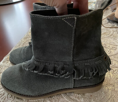 Coolway Suede Fringed Booties Ankle Zip