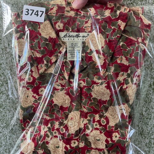 Eddie Baurer Shirt Womens Small Vintage Burgundy Floral Button Up Classic Casual - Picture 8 of 8