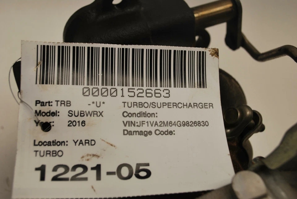 2015-2016 SUBARU WRX STI 2.5L 4 CYL AWD GAS ENGINE MOTOR TURBO TURBOCHARGER OEM - Image 3 of 3