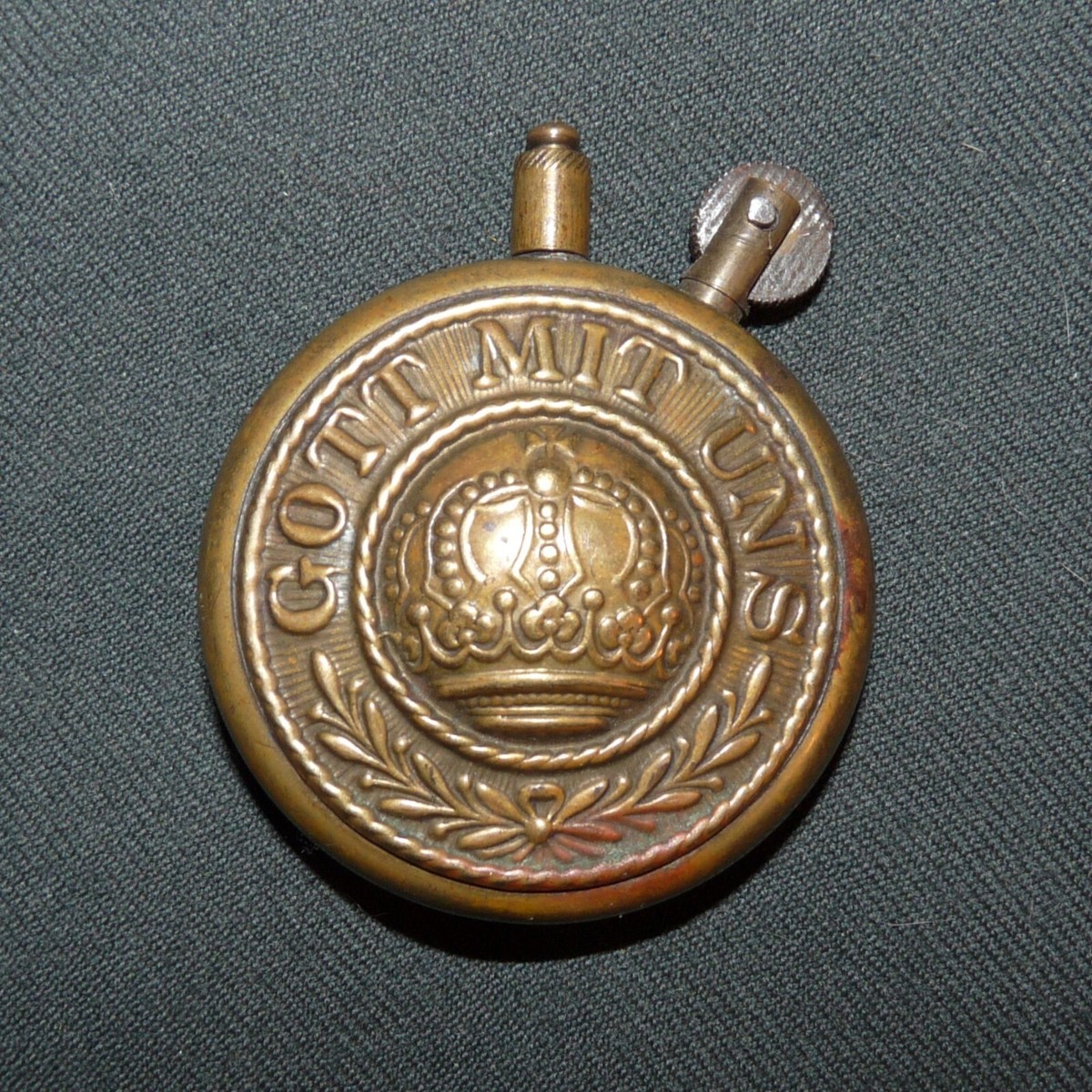 Original WW1 German Imperial Army Brass Trench Lighter - Gott Mit