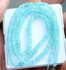 16" aqua blue APATITE smooth polished gem stone rondelle beads 3mm - 4mm 41.3 Ct