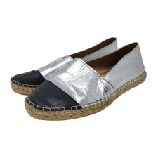 Sam Edelman  Metallic Krissy Slip on Leather Espadrille Shoes Silver SIze 6