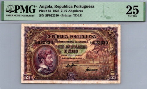 Angola 2 1/2 Angolares 1926 PMG 25 VF P# 65