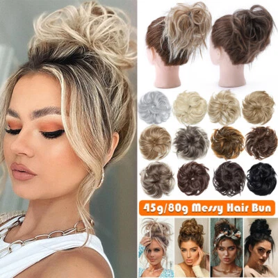 S-NOILITE 85G Thick Real Messy Bun Hair Piece Scrunchie Updo Wrap Hair Extension as Human