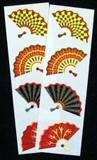 Mrs Grossman Two Sheets Vintage 2x6" Metalic 'Fans' Stickers (c-1996)