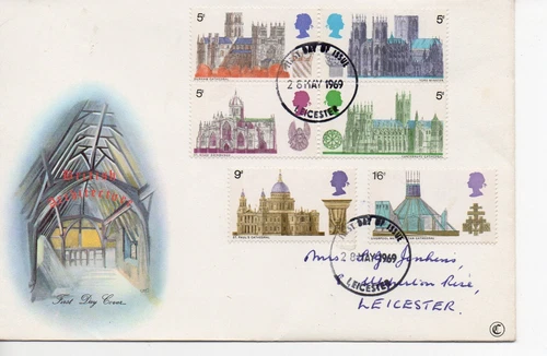 GB - First Day Cover - (TC06)  1969 Cathedrals - Pmk Leicester