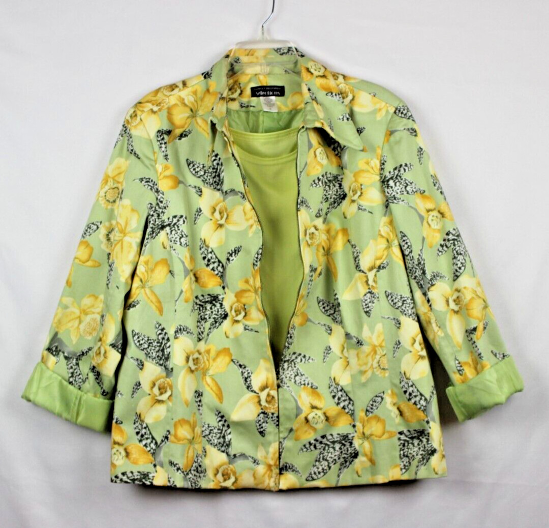 Patrick Christopher Selection Zip Front Green Flo… - image 4