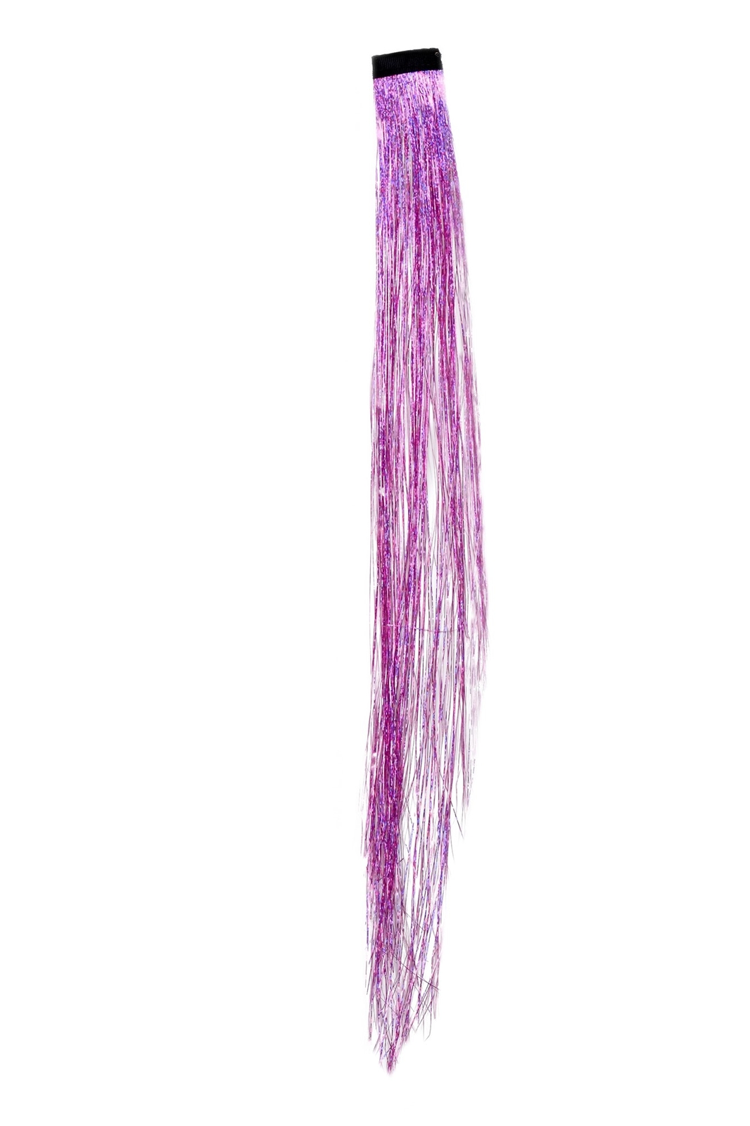 1 Clip-In Extension Highlight Strand Tinsel Lametta Metallic Pink RH-044