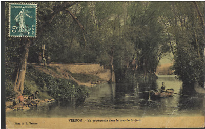 VERNON 27 Boot im Arm von St. Jean animierte Postkarte geschrieben an Herrn HEUDE Paris 1909