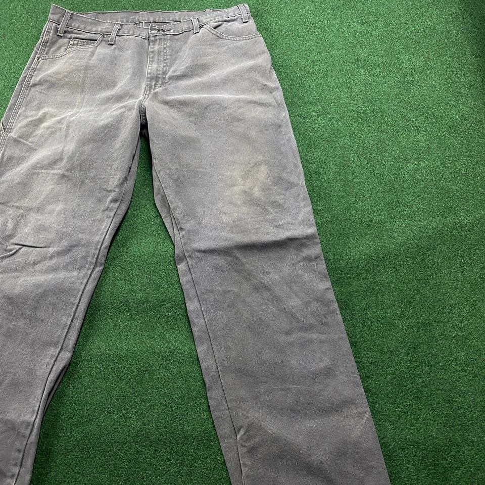Vintage Dickies Carpenter Pants Mens 36 Gray Canvas Utility FITS 36x33 - Image 2 of 4