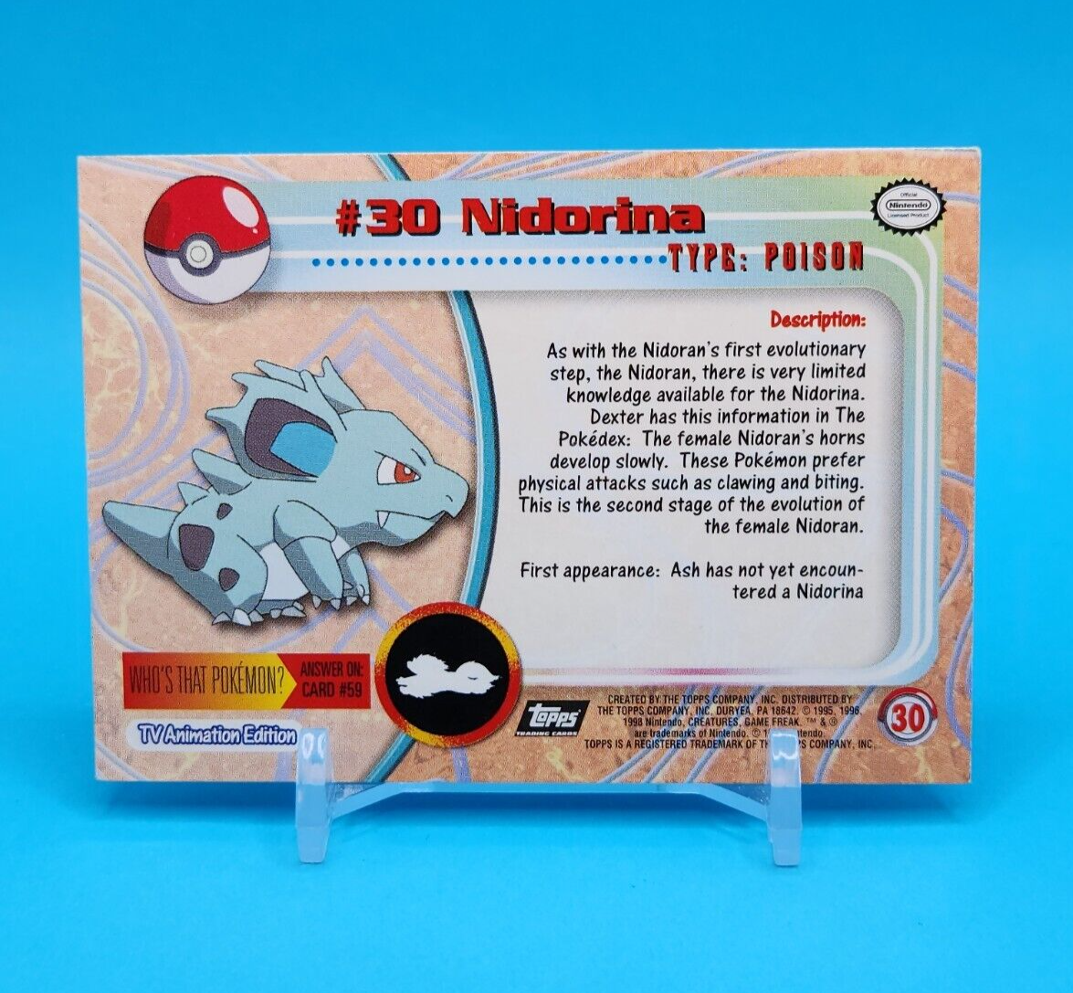 Pokemon Card - Nidorina #30 - Topps Series 1 - Black Logo - Holo | eBay