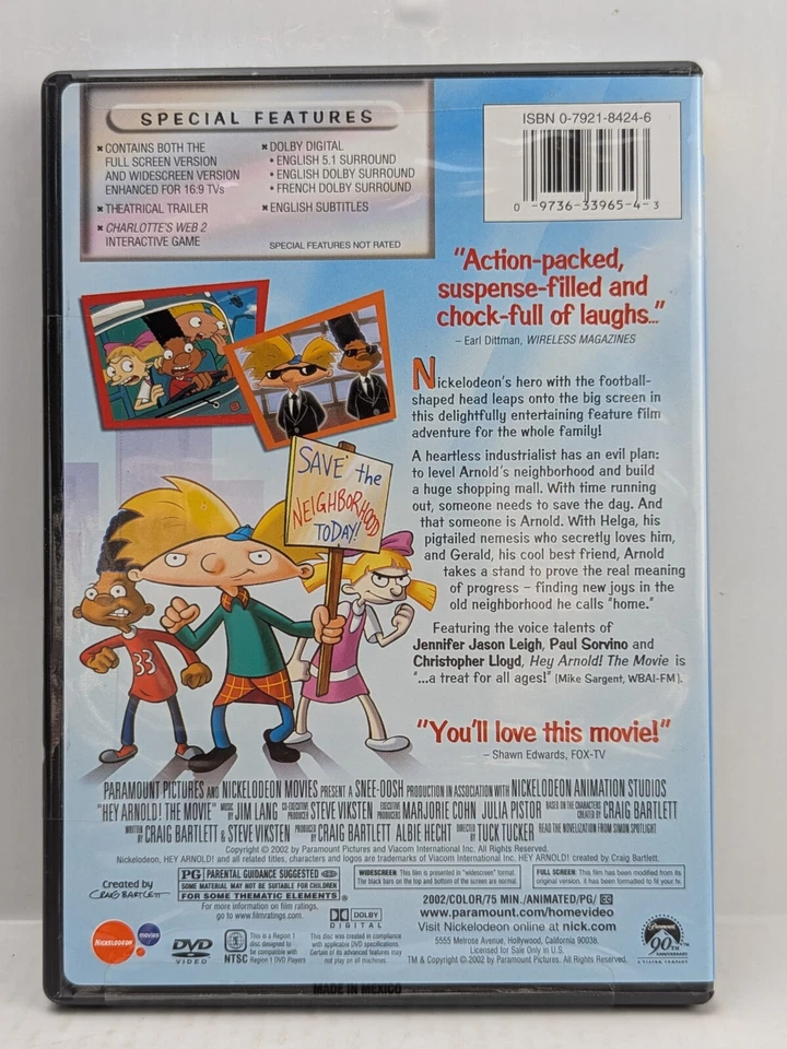Hey Arnold! The Movie Nickelodeon DVD Reg1 NTSC SEALED - Image 2 of 4