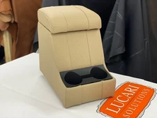 LUCARI high arm rest padded cubby box Sand leather Fits Land Rover Defender