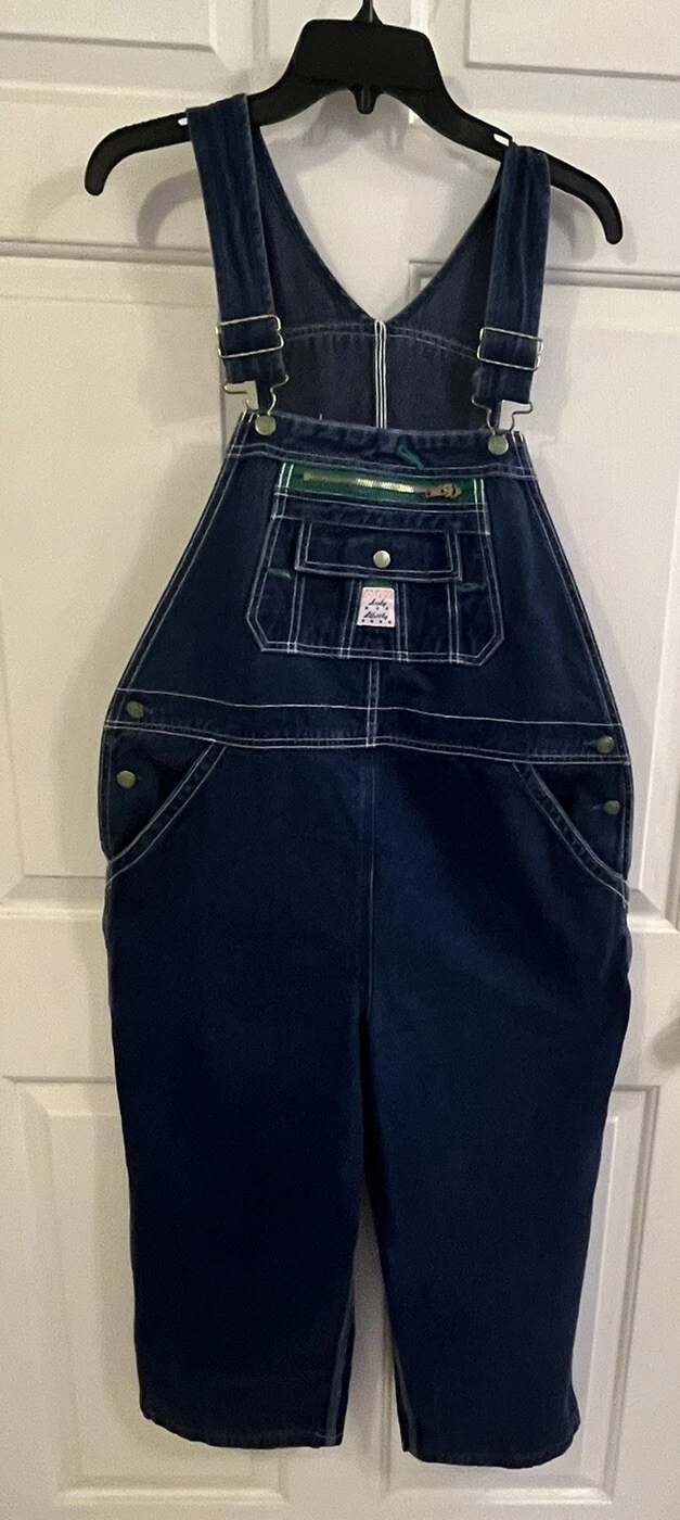Vintage Womens Lady Liberty Bib Overalls 38/23 Green Stitching