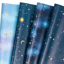  Wrapping Paper Sheet - 12 Sheets Folded Flat with 12 Colorful - Starry Sky