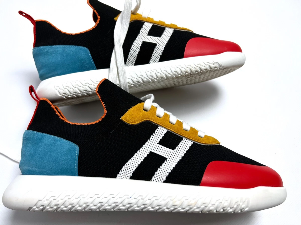 Luxury Men s HERMES Leather Bouncing Depart Sneakers Shoes Size
