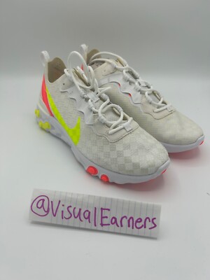 Size 8 - Nike React Element 55 Checkered White Crimson Volt ( New w/box)