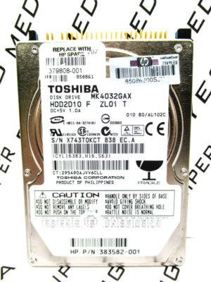 Toshiba 40GB MK4032GAX IDE (HDD2D10 F ZL01 T) Laptop HardDrive WIPED & TESTED!