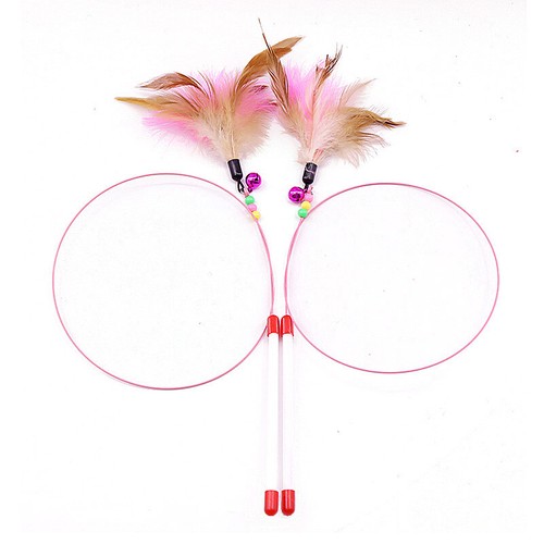 Funny Cat / Kitten Pet Teaser Feather Wire Chaser Pet Toy Wand Beads Play - Picture 3 of 8