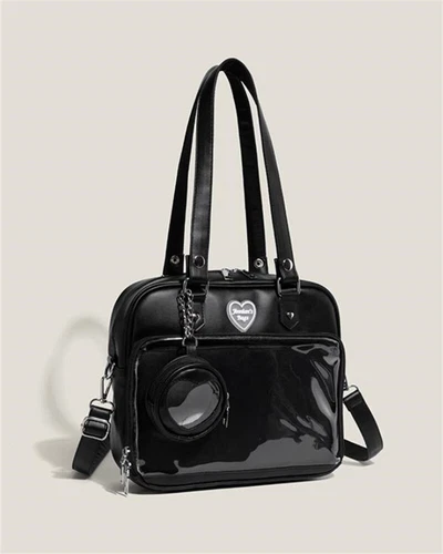 Lolita transparent PU ItaBag shoulder bag handbag JK uniform mailman bag- - Picture 5 of 30