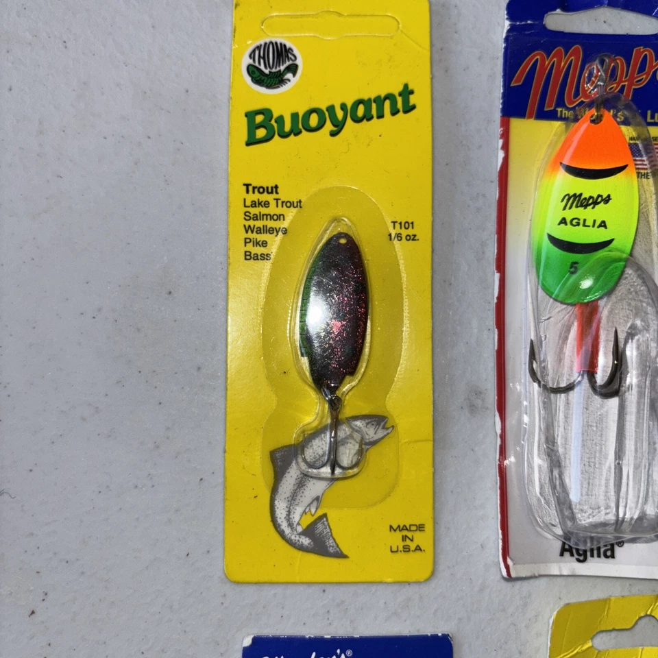 LOTE de 8 señuelos de trucha Mepps Aglia Panther Martin Thomas Lure Cola de gallo nuevos Foto 2 de 4