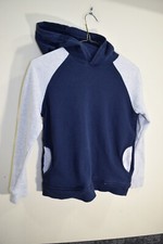Janie and Jack 10 Boys Navy Gray Raglan Pullover Sweatshirt Hoodie Terry Cloth