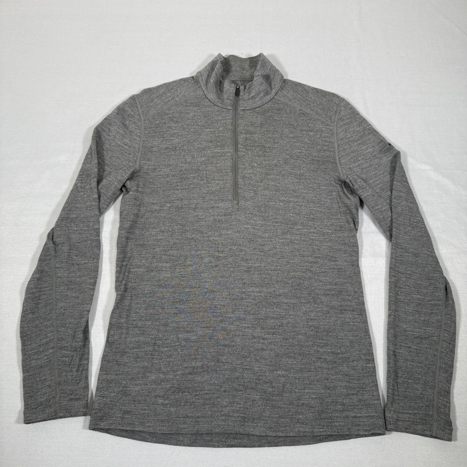 Icebreaker Shirt Mens Small Gray 260 Merino Wool 1/4 Zip Sweater Base Layer Hike