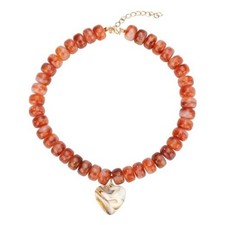 Chunky Heart Colorful Beaded Statement Chokers Necklace Brown