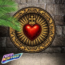 Sacred Heart Retro Metal Sign Spiritual Religious Wall Art