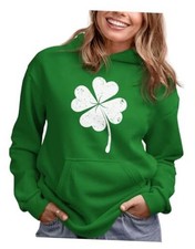 Funny St Patrick's Day Hoodie for Women Teen Girls - Small Clover / Green